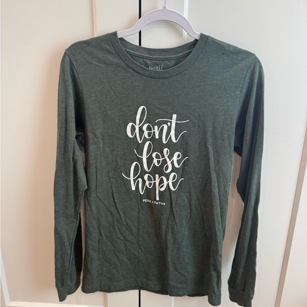 Green Long Sleeve Shirt with Inspirational Quote